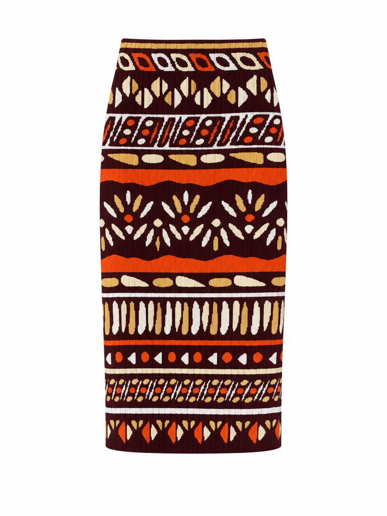 Wanderlust Pleated Print Midi Skirt