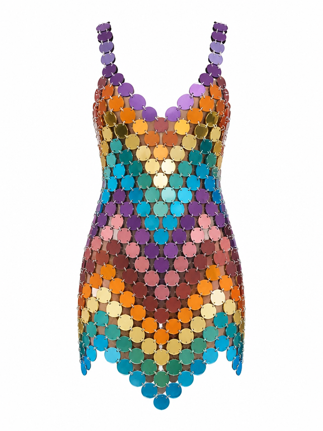 Vibrant Sequin Mini Dress Hover Image
