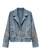 Vibrant Sequin Floral Denim Jacket