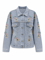 Magnetic Sequin Pearl Denim Jacket