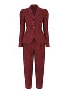 Confident Slim Puff Sleeve Pant Suit
