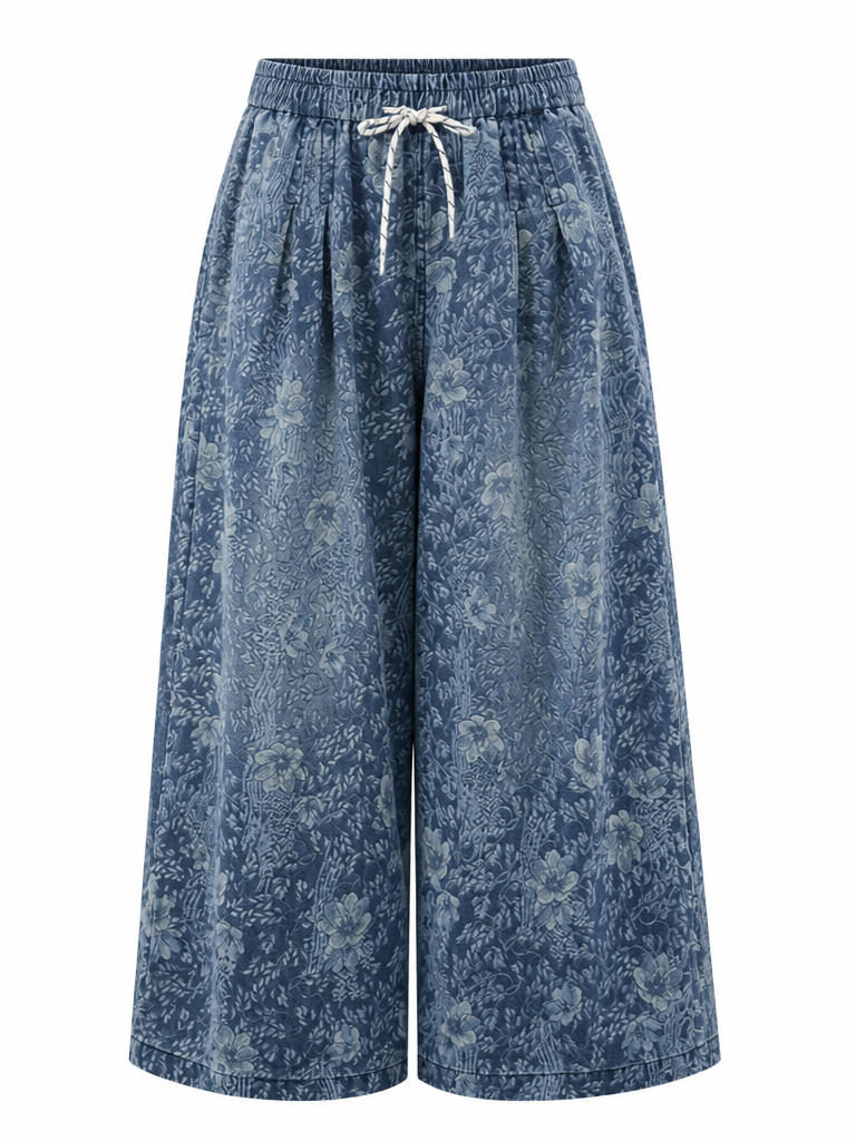 Boundless Printed Denim Wide Leg Jeans