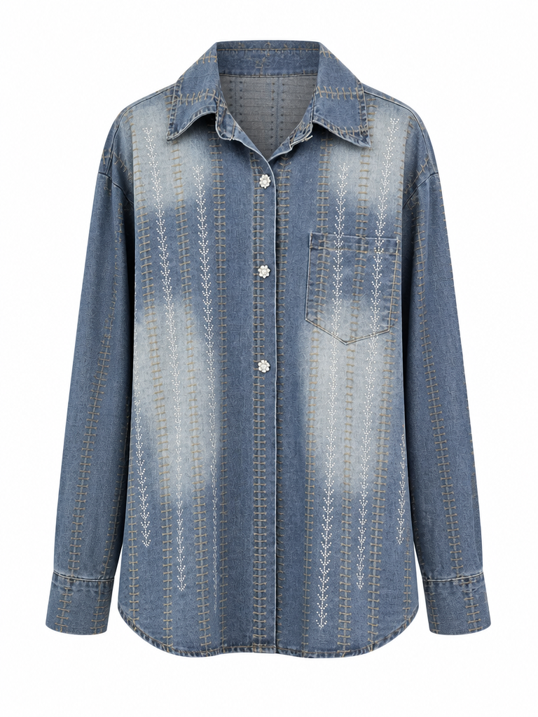 Free Spirit Denim Diamond Blouse
