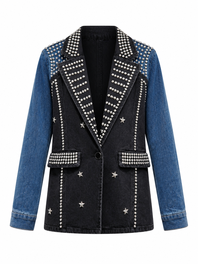 Mighty Studded Denim Blazer Hover Image