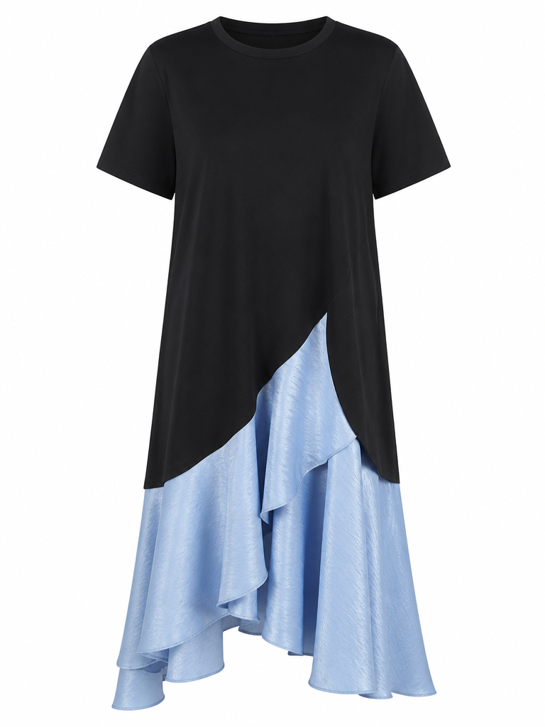 Grounded Cotton Patchwork Maxi Dress
