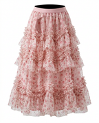Divine Floral Ruffle Maxi Skirt