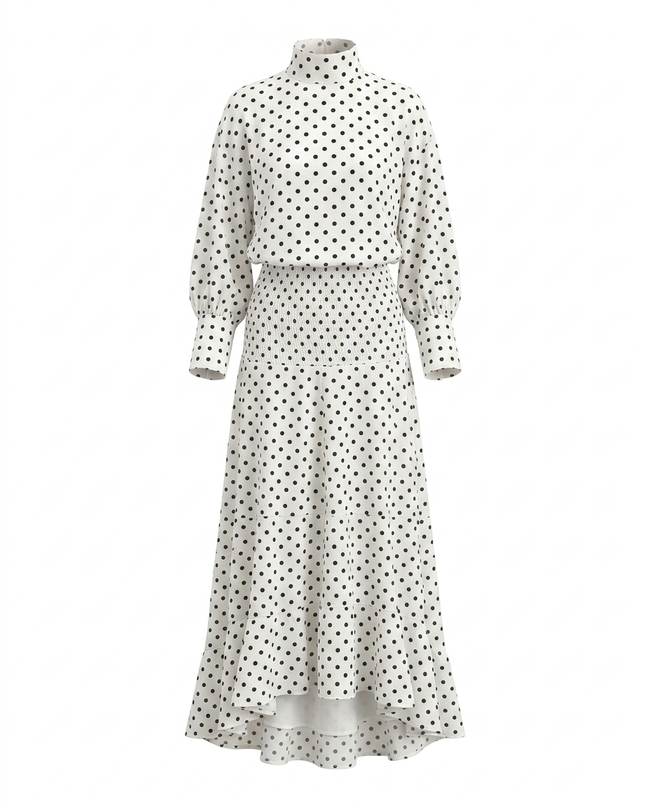 Elegant Polka Dot Two-Piece Set Hover Image