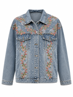 Confident Embroidered Pearl Denim Jacket