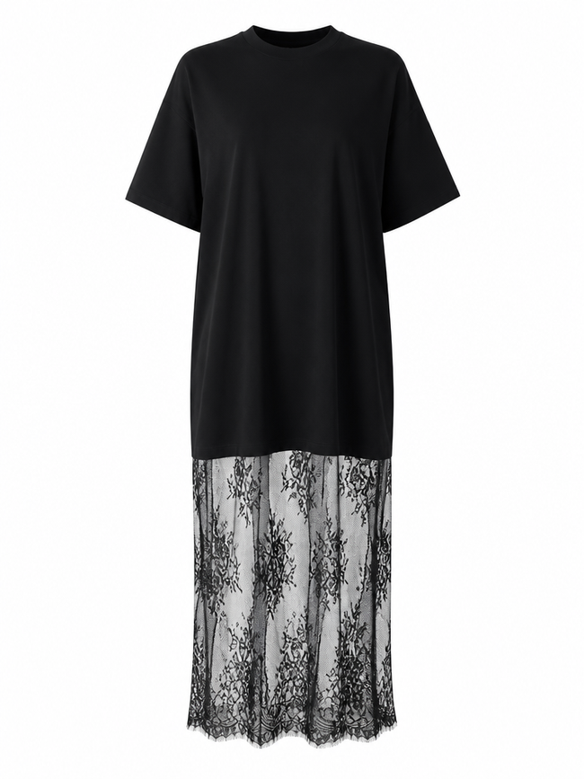 Ethereal Lace Patchwork Maxi Dress Hover Image