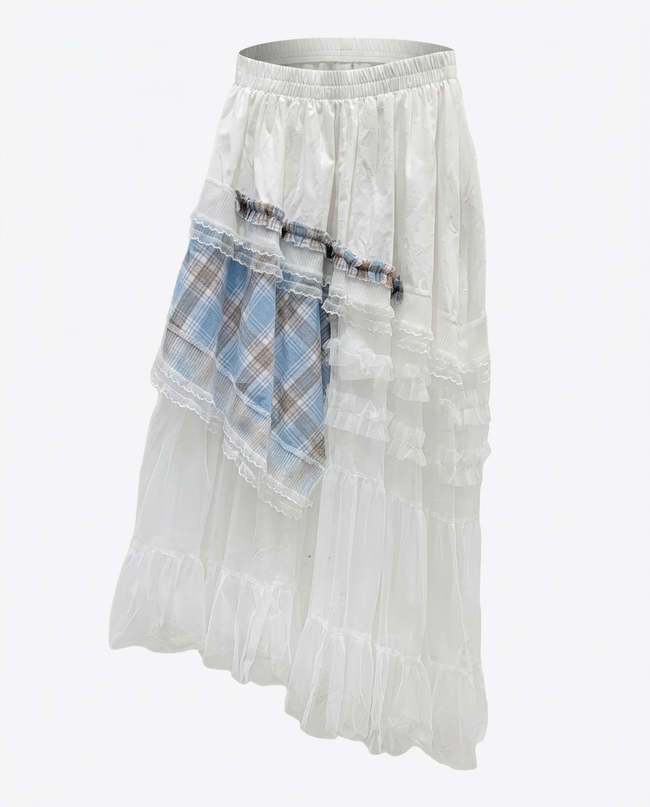 Sovereign Plaid Patchwork Maxi Skirt Hover Image