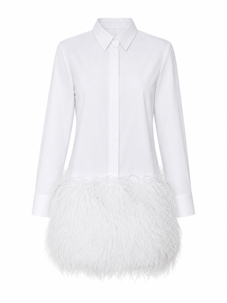 Daring Feather Trim Mini Blouse