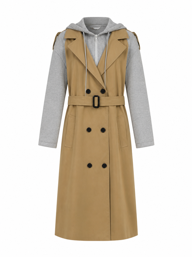 Audacious Hooded Patchwork Trench Hover Image