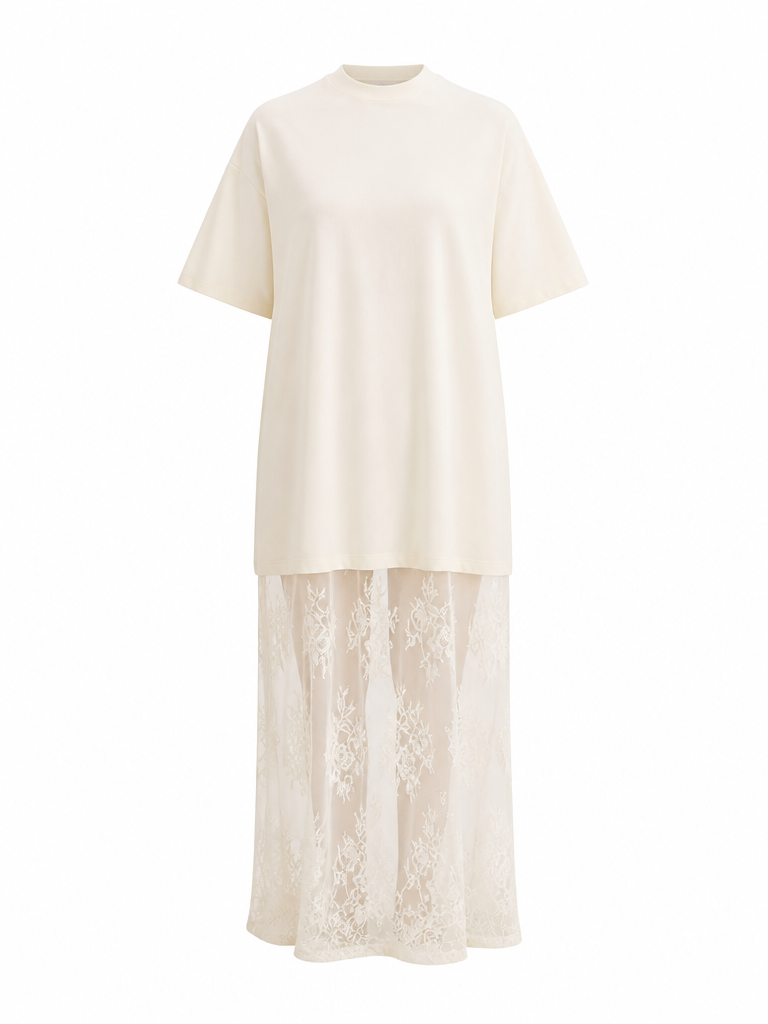 Ethereal Lace Patchwork Maxi Dress