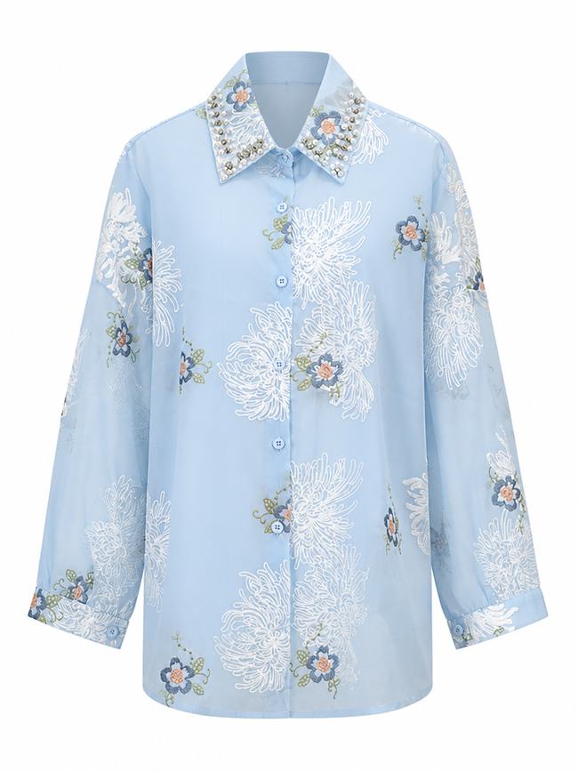 Radiant Embroidered Beaded Blouse Hover Image