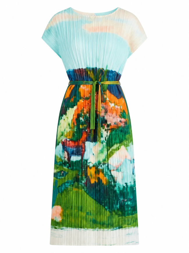 Wild Heart Pleated Print Maxi Dress Hover Image