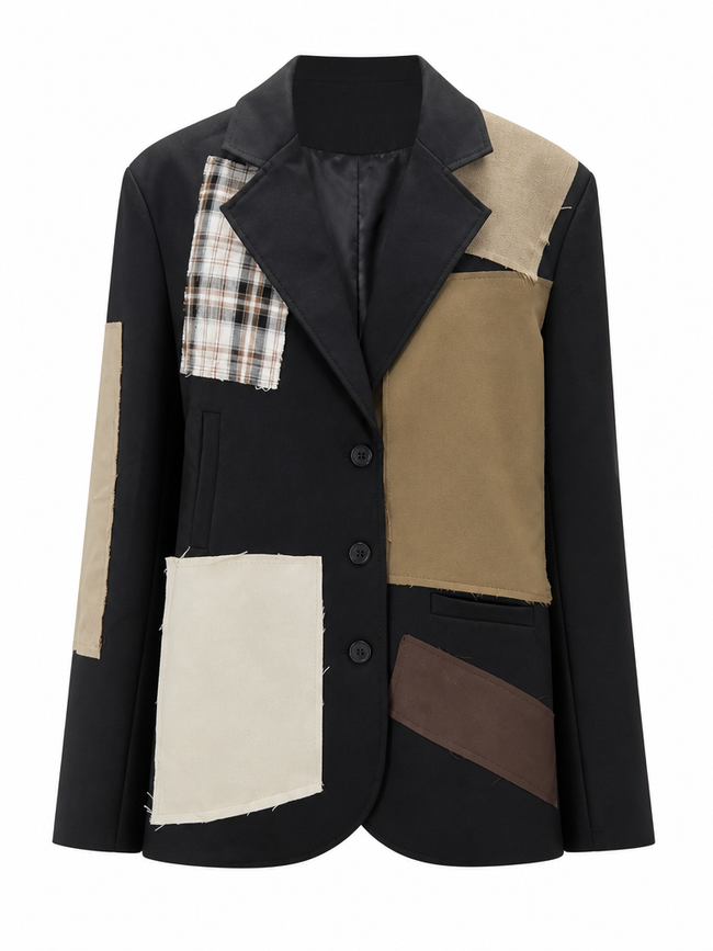 Audacious Patchwork Loose Blazer Hover Image