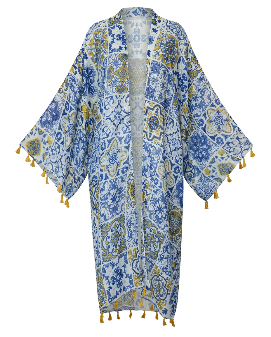 Wanderlust Tassel Print Kaftan
