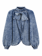 Confident Washed Denim Bow Jacket