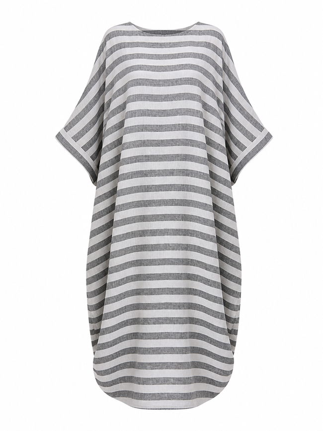 Grounded Striped Linen Maxi Dress Hover Image