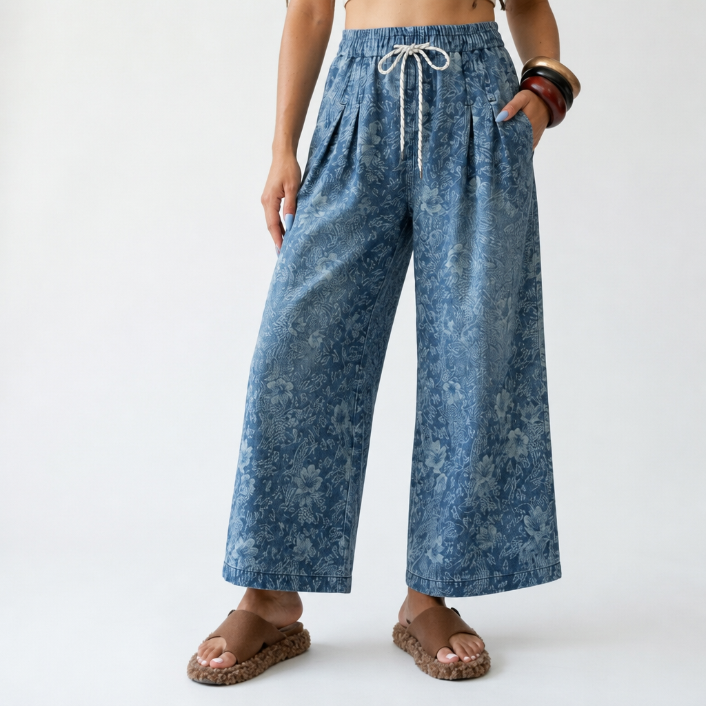 Boundless Printed Denim Wide Leg Jeans