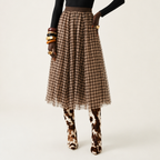 Grounded Plaid Mesh A-Line Skirt