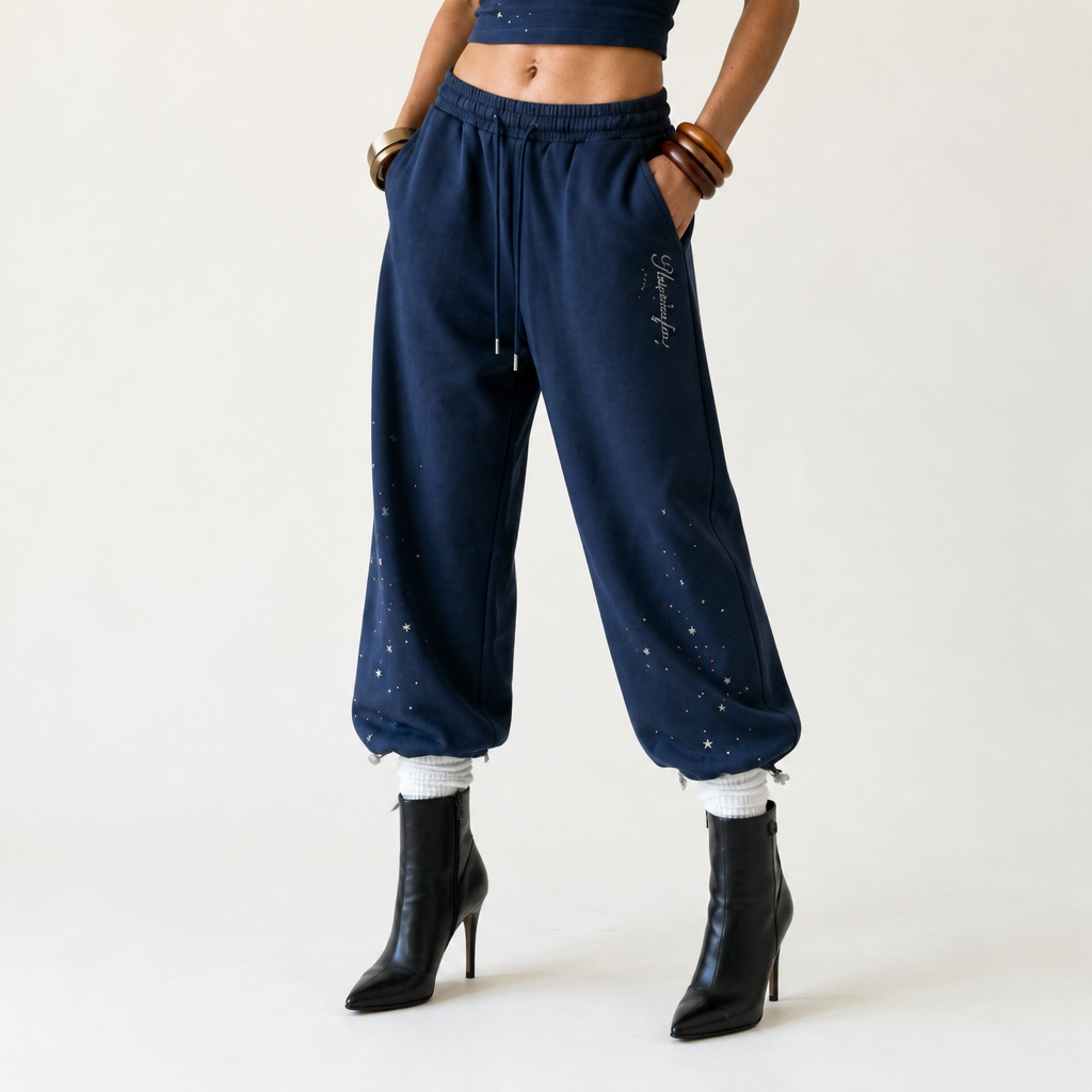 Radiant Rhinestone Wide-Leg Trousers