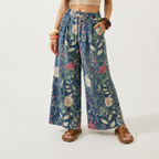 Wanderlust Floral Denim Wide-Leg Jeans