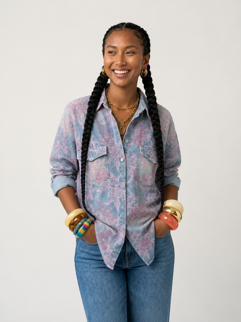Wanderlust Embroidered Denim Blouse