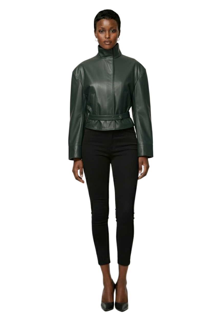Christopher Esber Eddi Leather Jacket in Licorice