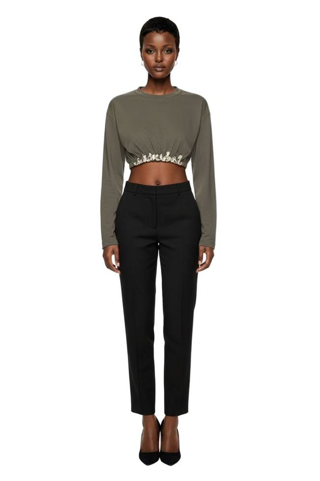 Crystal Cluster Long Sleeve Cropped T-shirt Hover Image