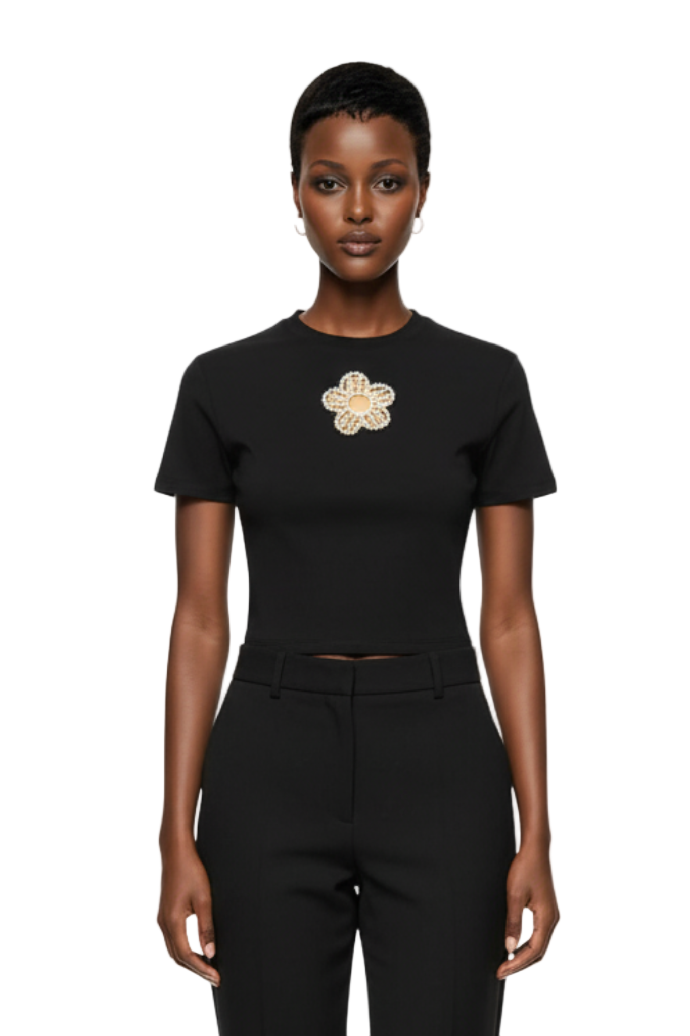 Crystal Flower Cropped T-Shirt