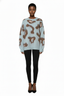 DAZY Relaxed Oversized Leopard Print Knit Sweater For Women Fall,Winter