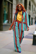 Audacious Striped Ankara Blazer Set