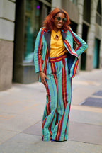 Audacious Striped Ankara Blazer Set