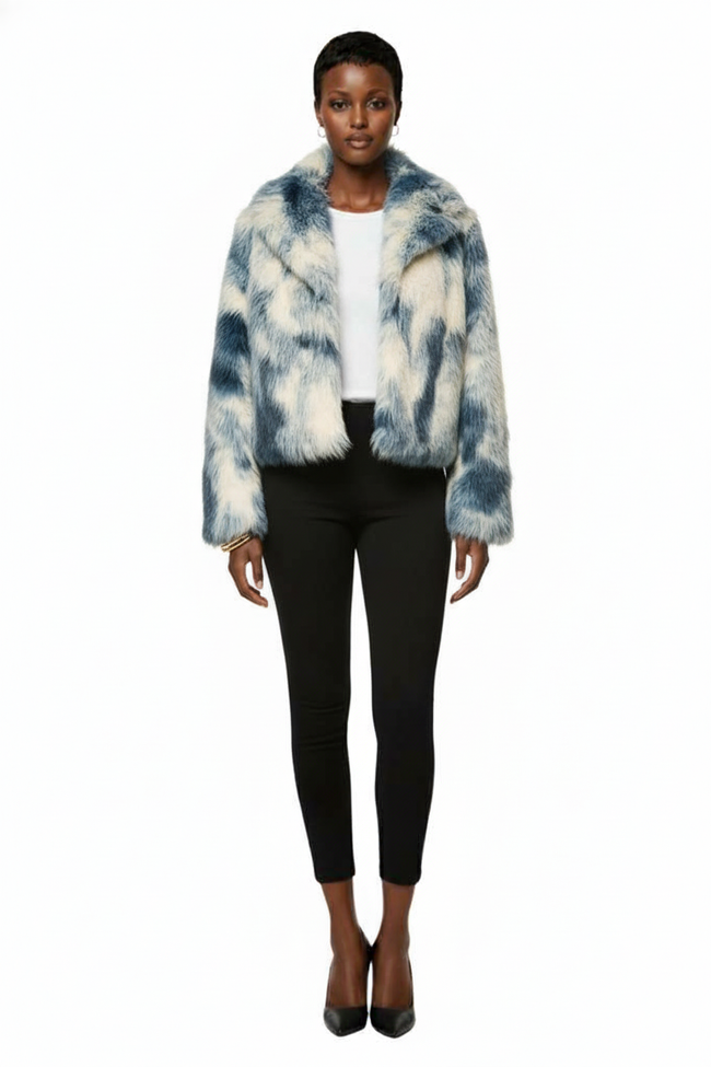 Denimoi Faux Fur Oversized Collar Drop Shoulder Coat Hover Image
