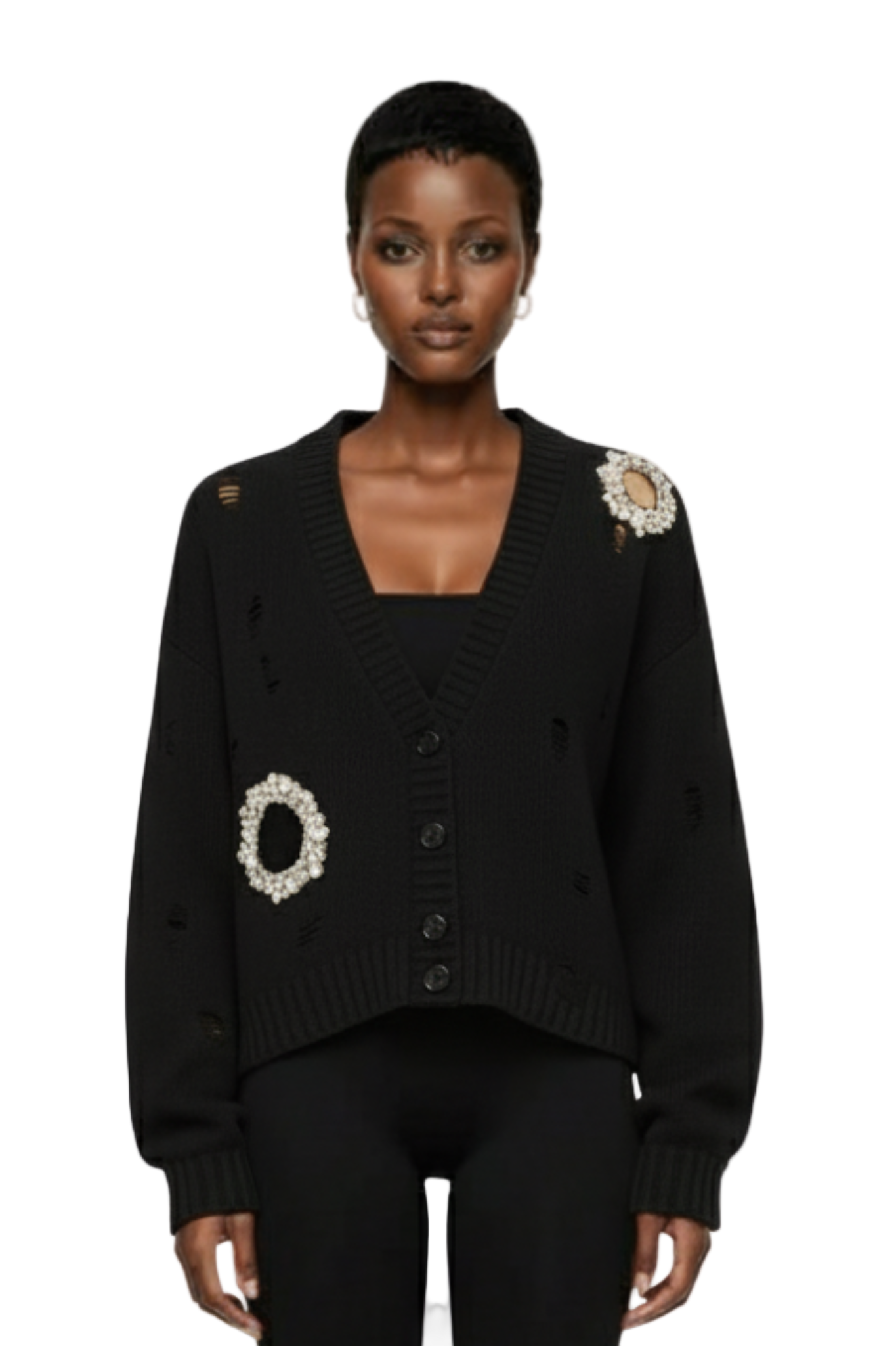 Distressed Crystal Cardigan