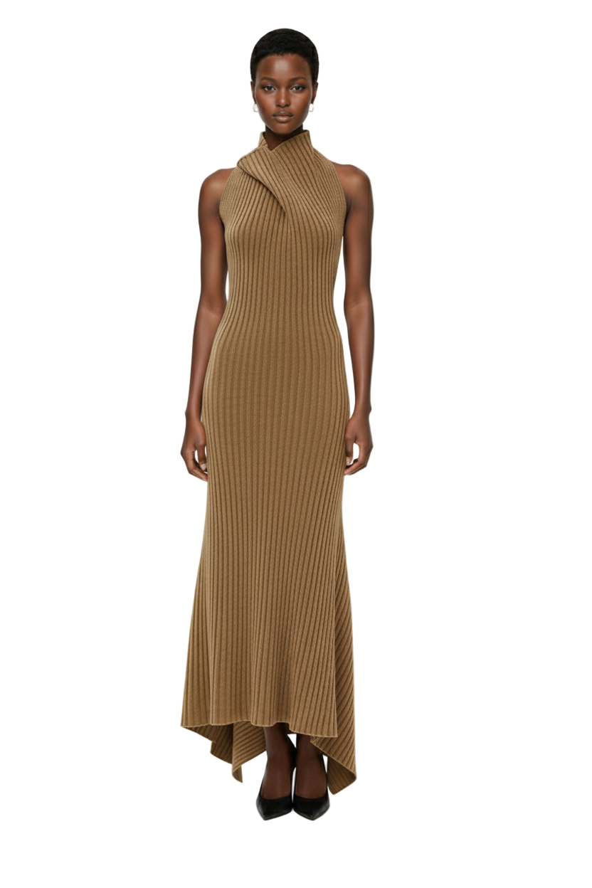 Draped Sleeveless Rib Dress