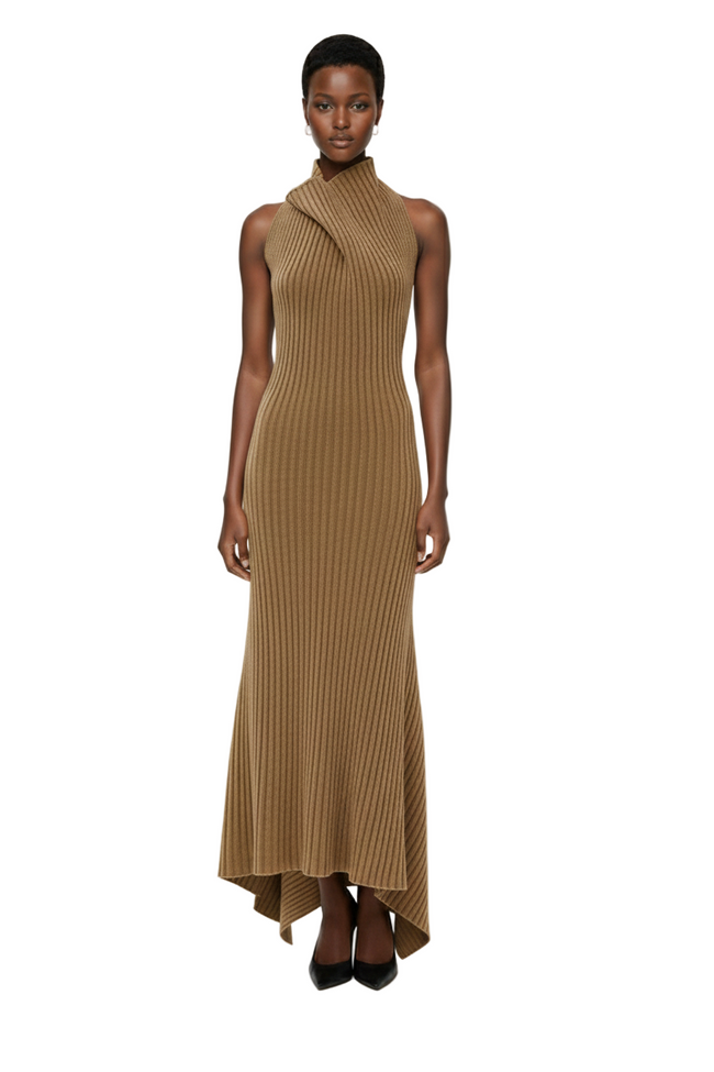 Draped Sleeveless Rib Dress Hover Image