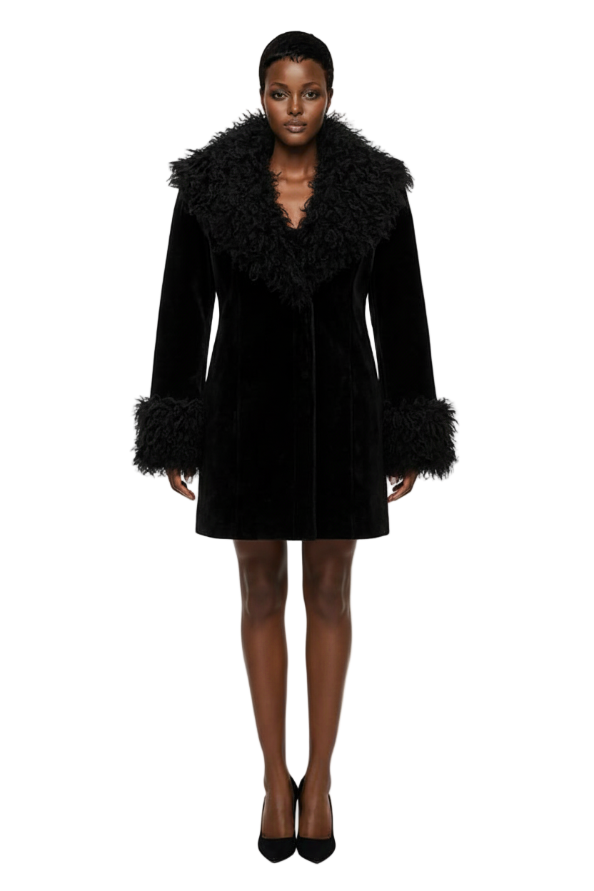 Faux Fur Trimmed Tailored Coat