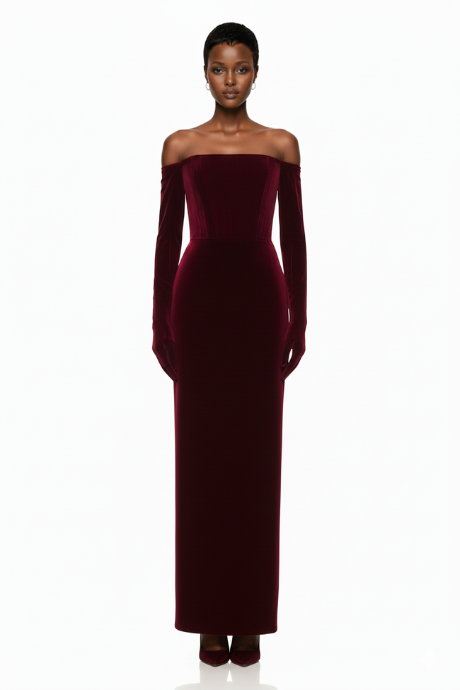 Florentina Strapless Velvet Gown Hover Image