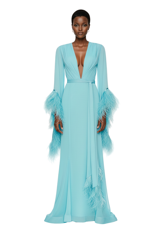 Geisha V Neck Gown Hover Image