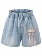 Vibrant Crystal Denim Shorts
