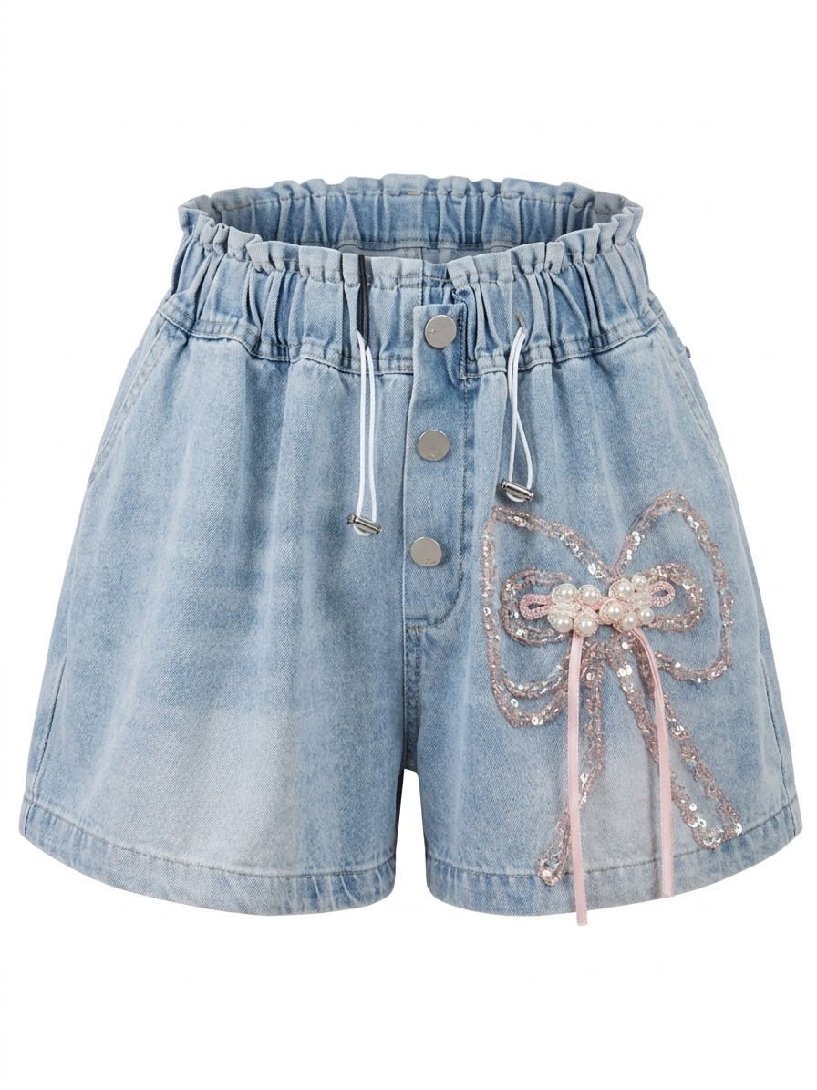 Vibrant Crystal Denim Shorts