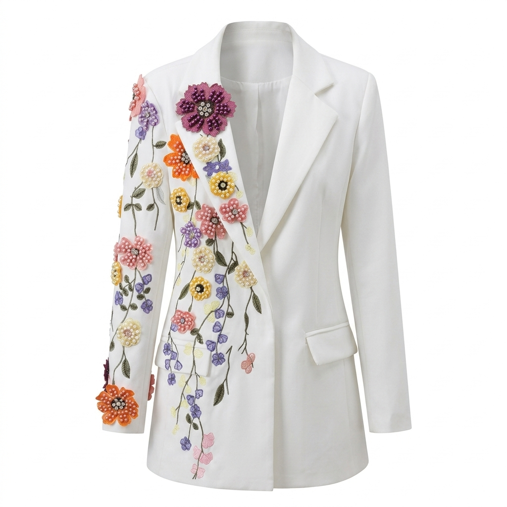 Audacious Embroidered Flower Blazer