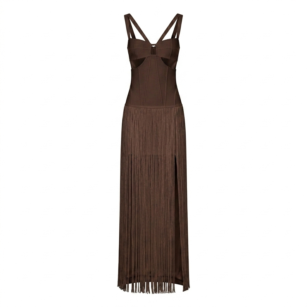 Fierce Cut-Out Tassel Maxi Dress