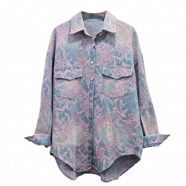 Wanderlust Embroidered Denim Blouse Hover Image