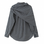 Unique Plaid Irregular Bow Blouse