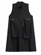 Confident Sleeveless Pocketed Shirt Dress