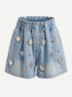 Vibrant Crystal Denim Shorts
