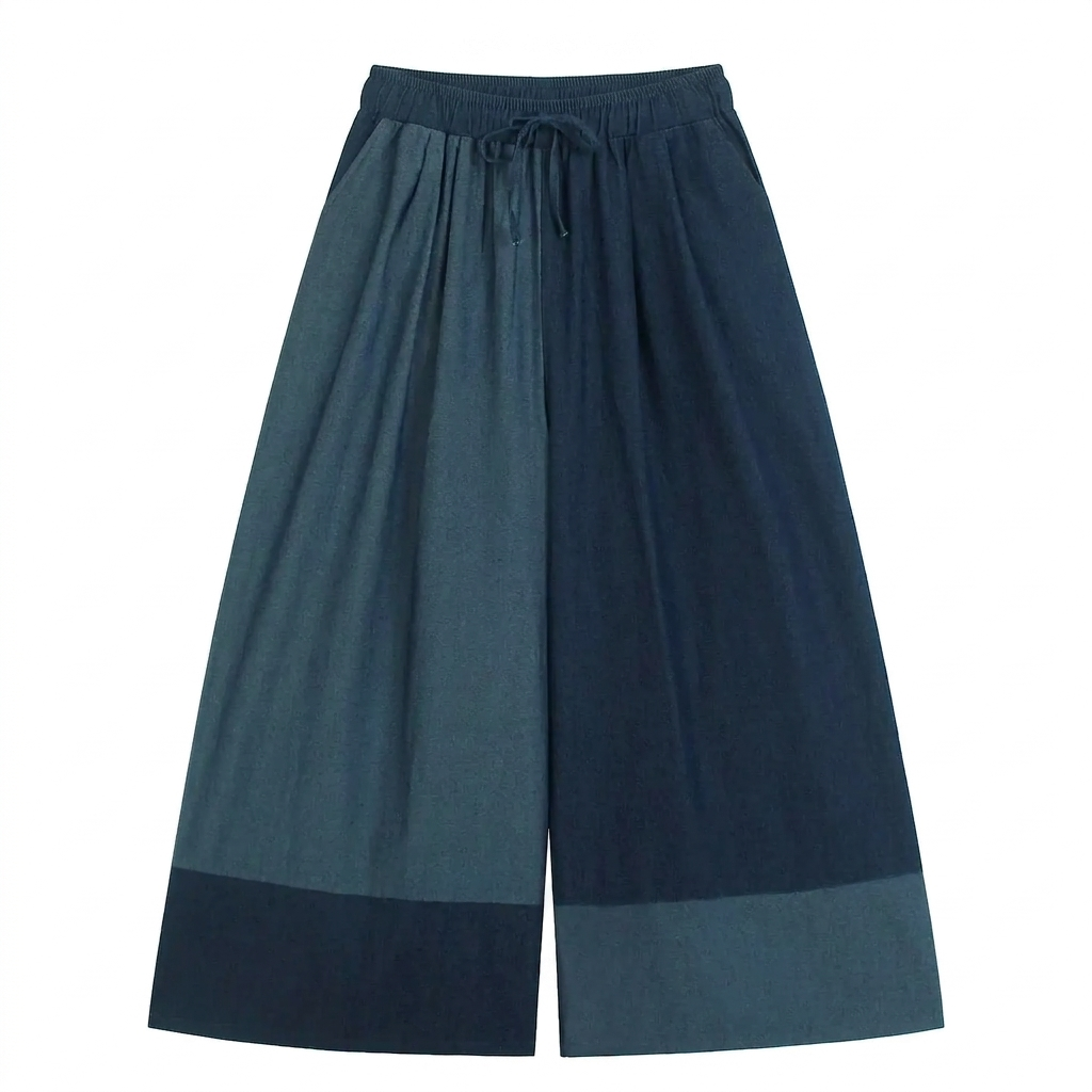 Audacious Color-Block Wide Leg Jeans